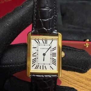 Cartier Tank Louis- Dourado/Couro alligator
