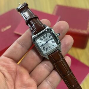 Cartier Santos-Dumont - Prata/ Couro Marrom