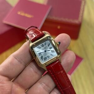 Cartier Santos-Dumont - Dourado/ Couro vermelho